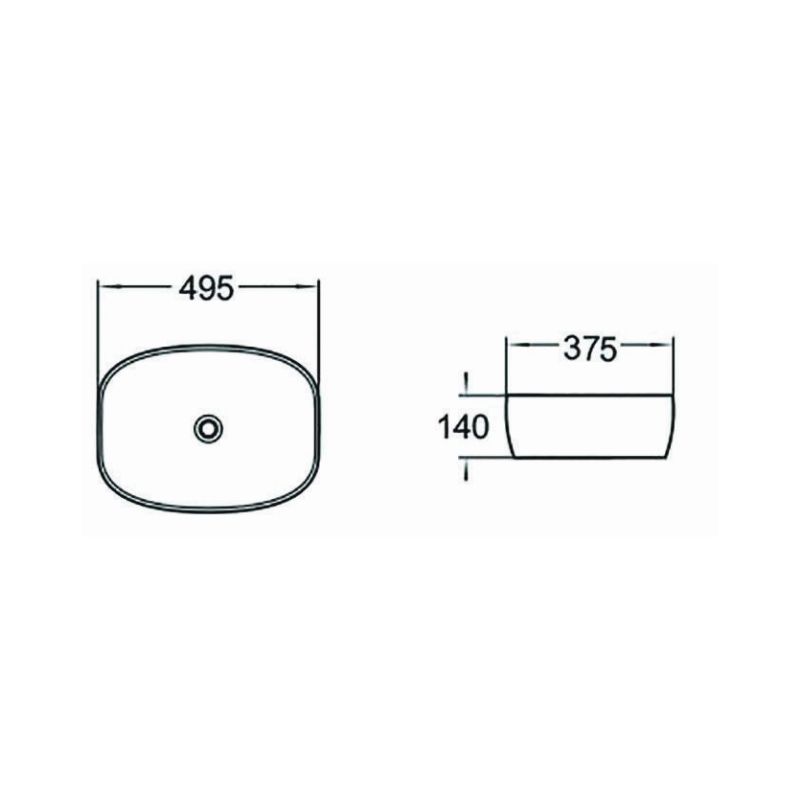 Mexen Lita bordmonteret vask 49 x 37 cm hvid/sort 1 stk.