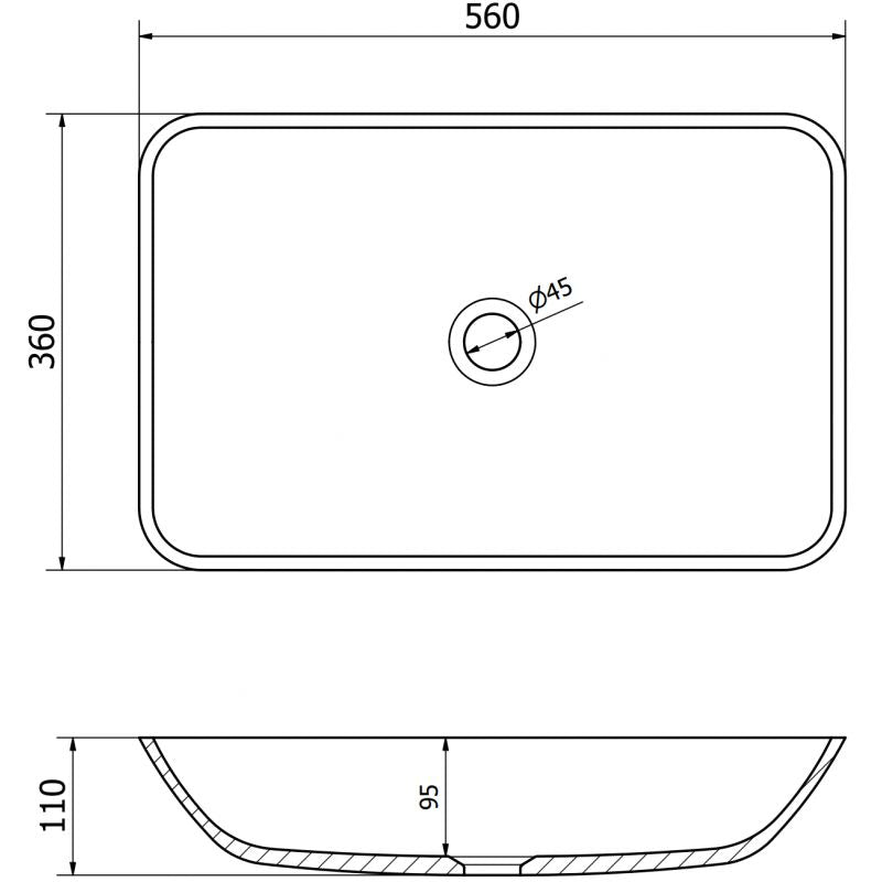 Mexen Megan bordmonteret vask i guld 56 x 36 cm 1 stk.