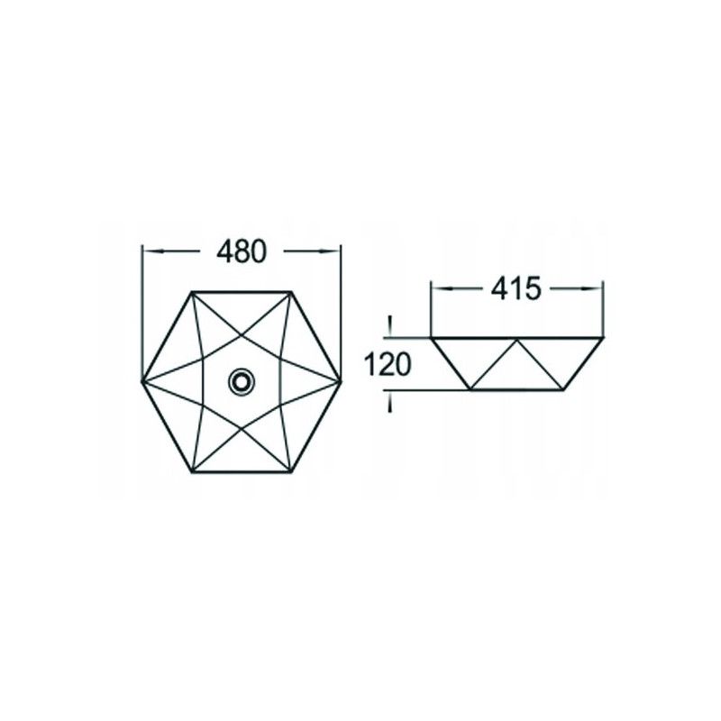 Mexen Mery bordmonteret vask i sort 48 x 41 cm, 1 stk.
