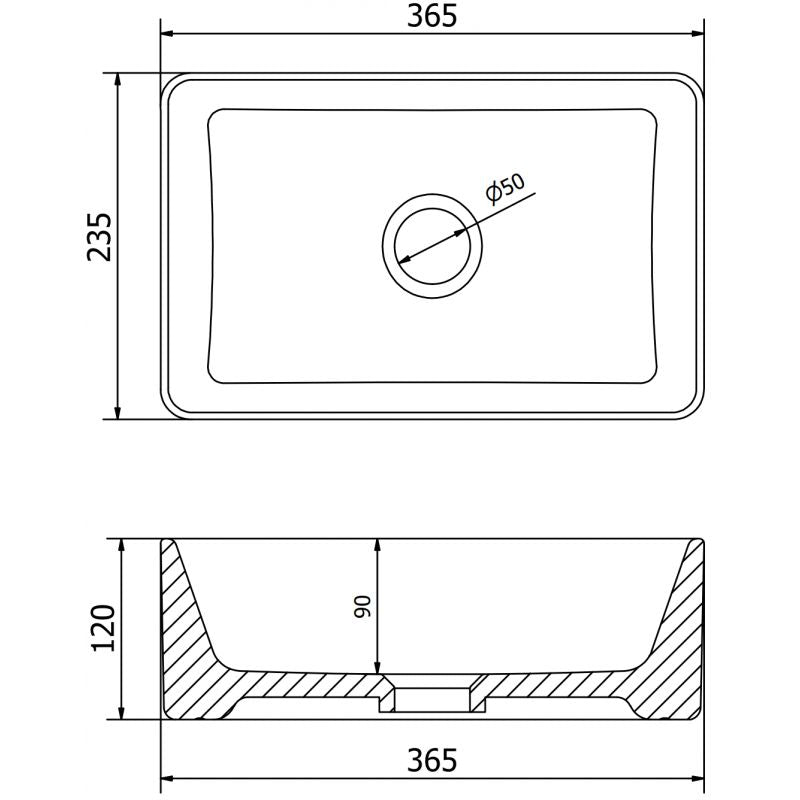 Mexen Nadia bordmonteret vask i hvid 36,5 x 23,5 cm, 1 stk.