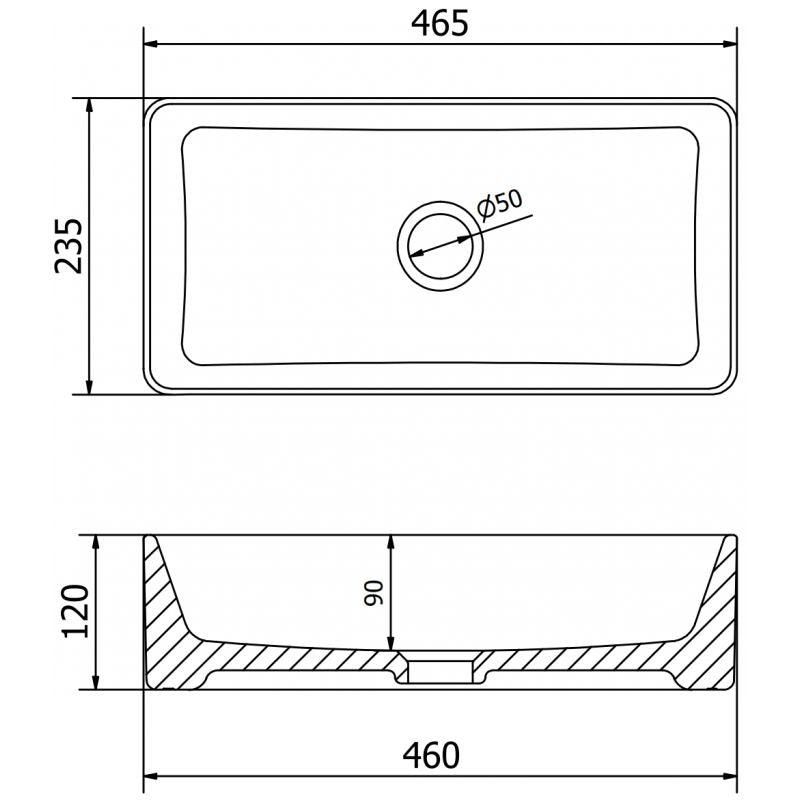 Mexen Nadia bordmonteret vask hvid/guld 46,5 x 23,5 cm 1 stk.