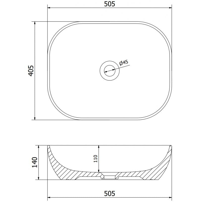Mexen Rosa bordmonteret vask i mat grå 50 x 40 cm, 1 stk.