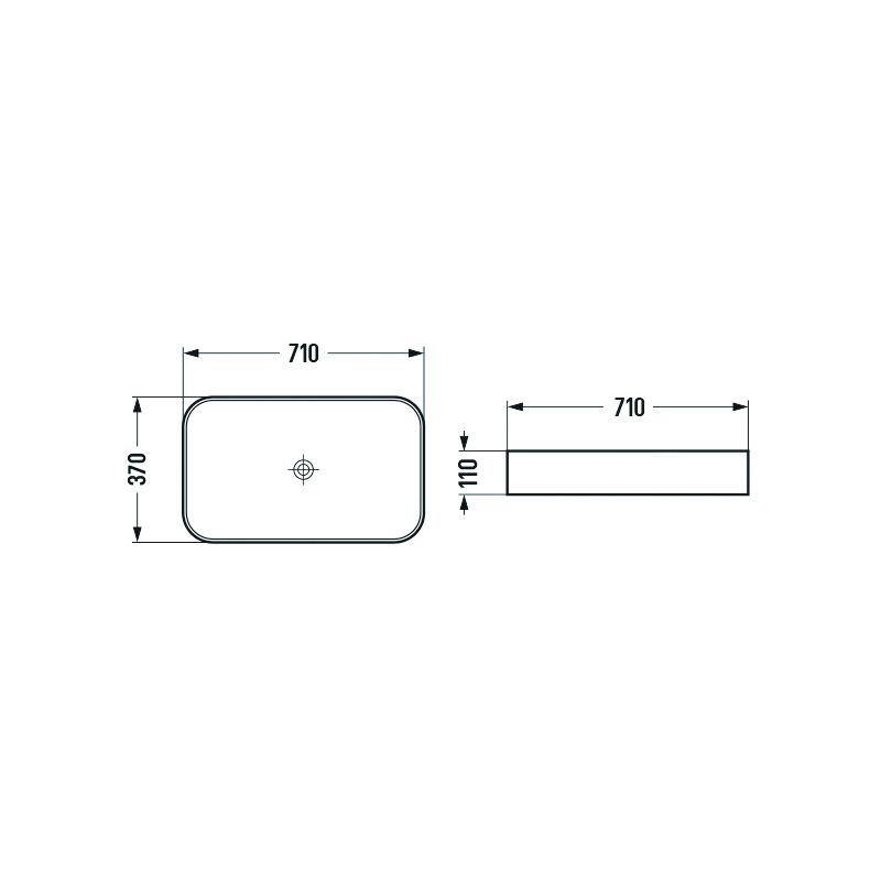 Mexen Vena bordmonteret vask 71 x 37 cm lys mat grå 1 stk.