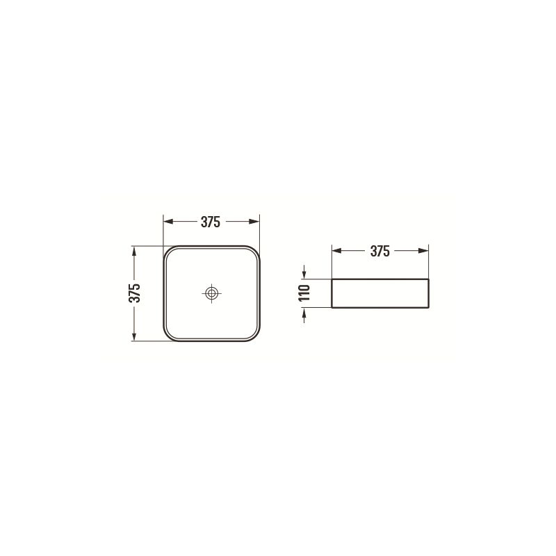 Mexen Vena bordmonteret vask i mat-sort 37 x 37 cm, 1 stk.