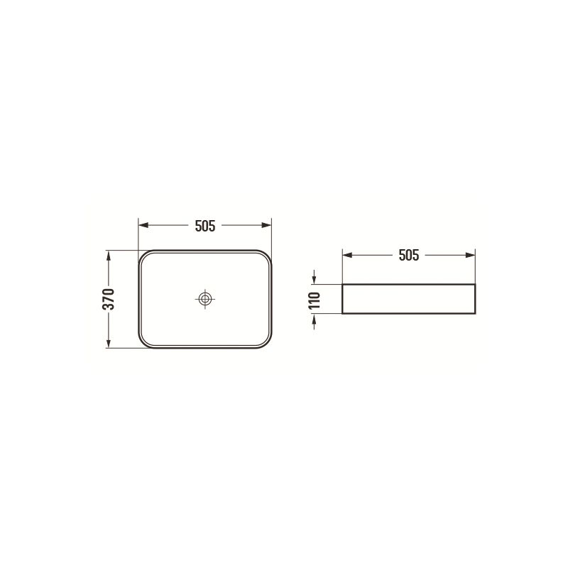 Mexen Vena bordmonteret vask i grå, 50,5 x 37,5 cm, 1 stk.