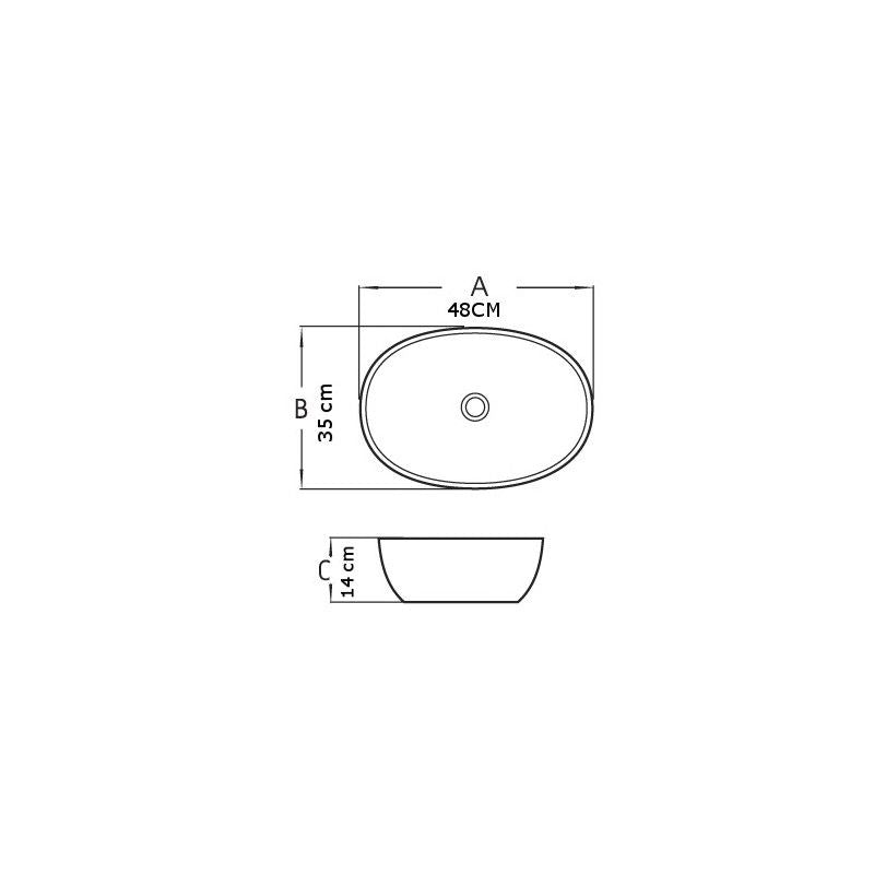 Mexen Viki bordmonteret vask i lys mat grå 48 x 35 cm, 1 stk.