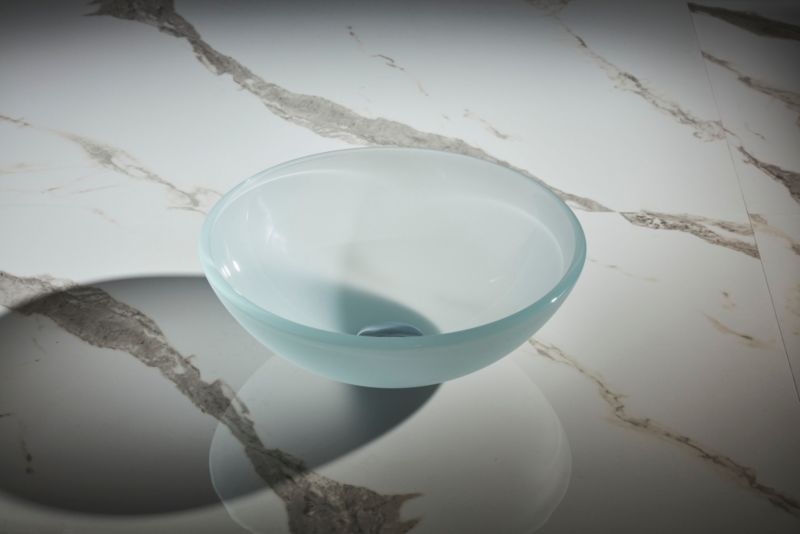 Glasvask til bordmontage GoodHome Drina Ø 38 cm med frostet overflade