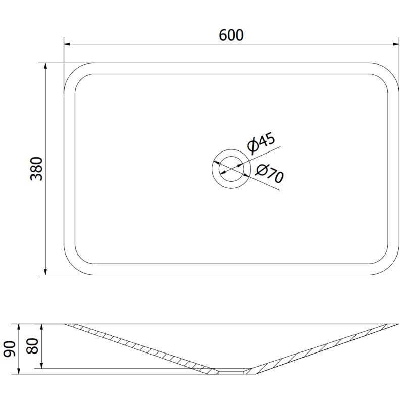Bordmonteret vask i konglomerat Mexen Esper 60 x 38 cm sort 1 stk.