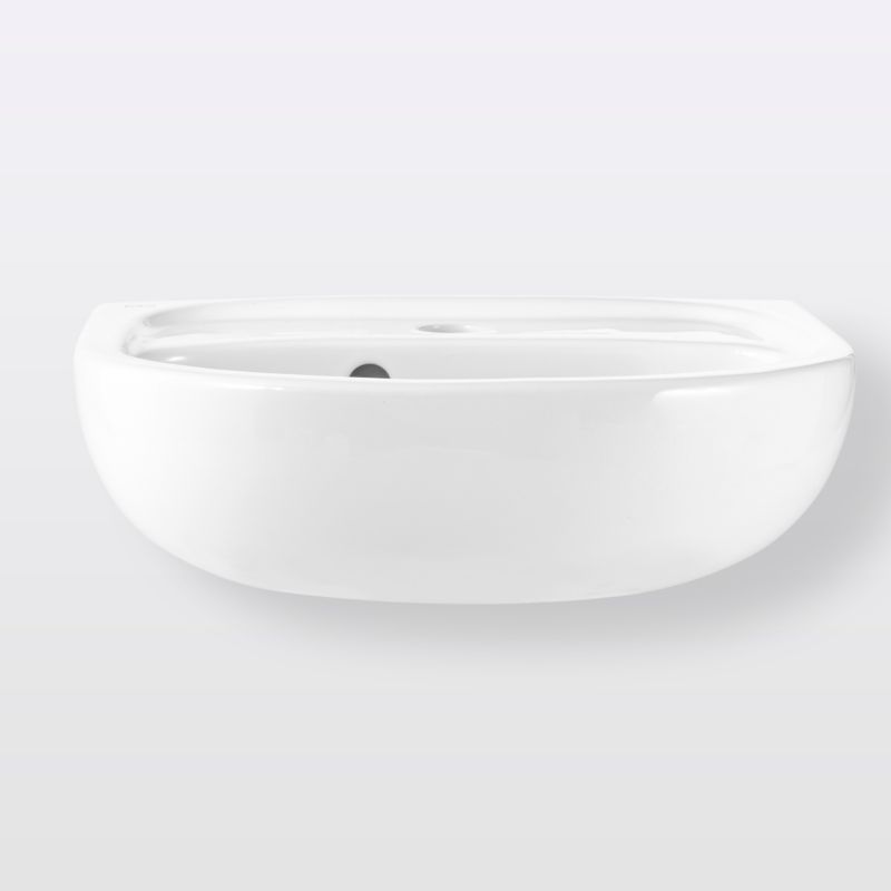 Væghængt keramisk håndvask Koło Solo 40 x 33 cm hvid med hul til armatur