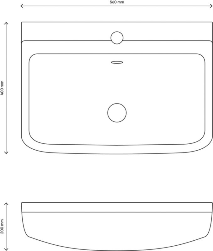 Væghængt vask GoodHome Teesta 40 x 56 cm med hul til armatur