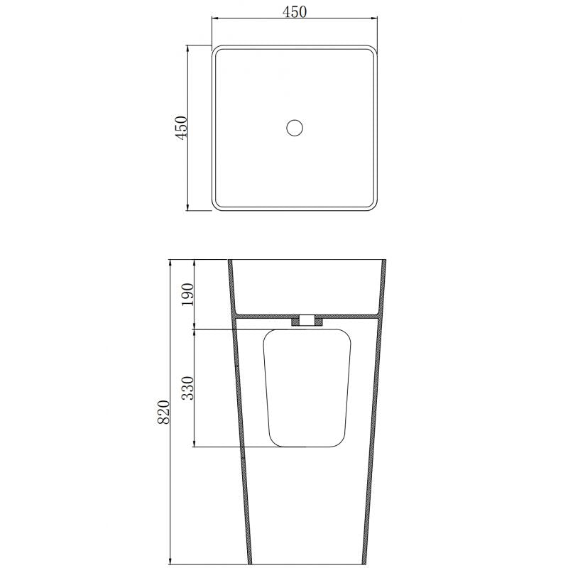 Fritstående håndvask Mexen Adora mat hvid 45 x 45 cm 1 stk.