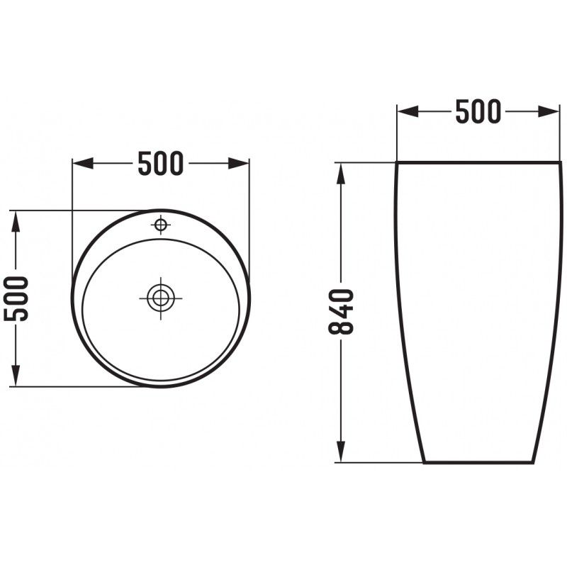 Fritstående vask Mexen Alona sort 50 x 50 cm 1 stk.
