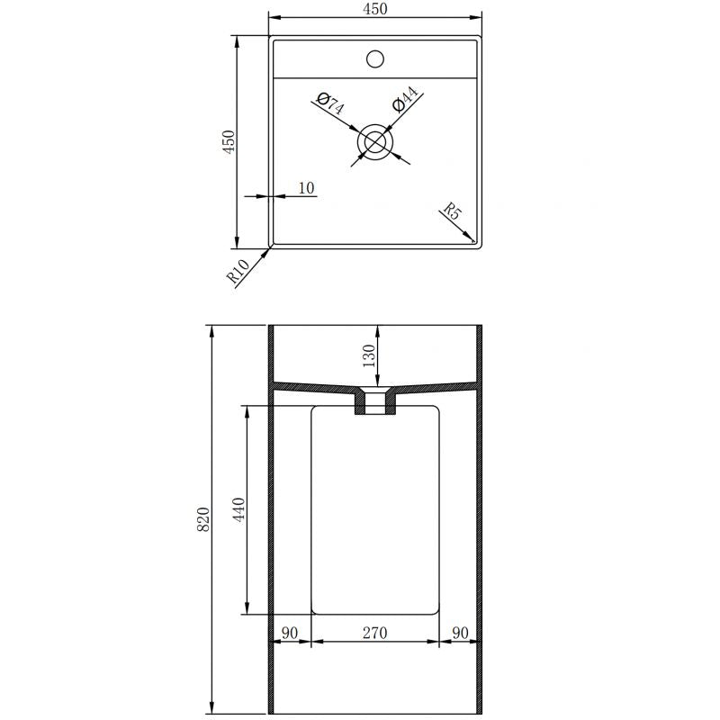 Fritstående vask Mexen Belen hvid 45 x 45 cm 1 stk.