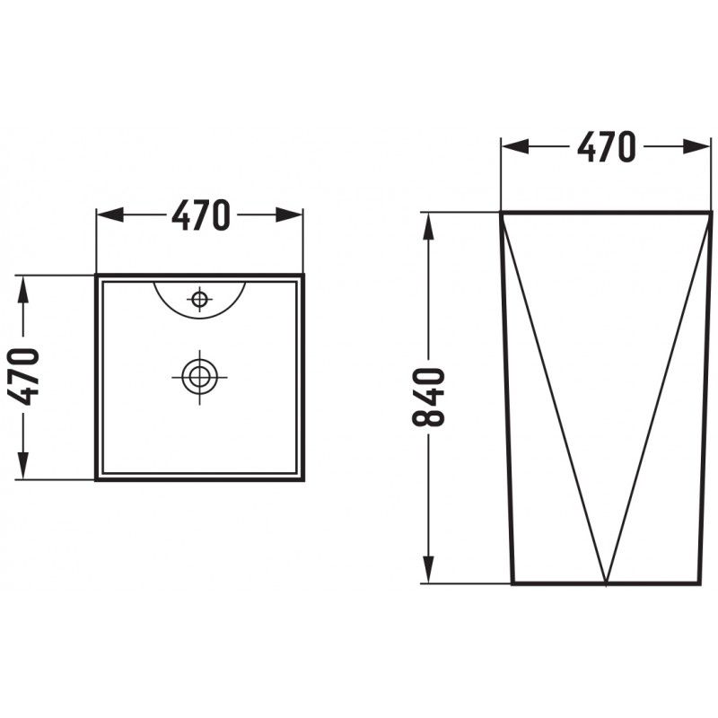 Fritstående vask Mexen Ida hvid 47 x 47 cm 1 stk.