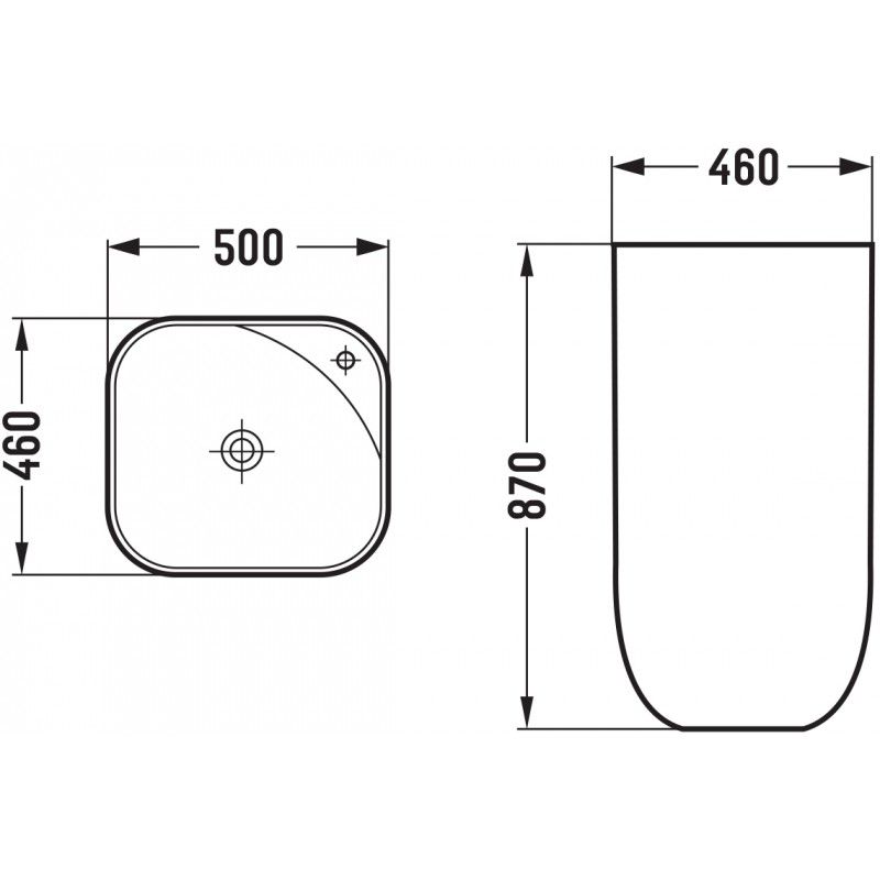 Fritstående vask Mexen Irma hvid 50 x 46 cm 1 stk.