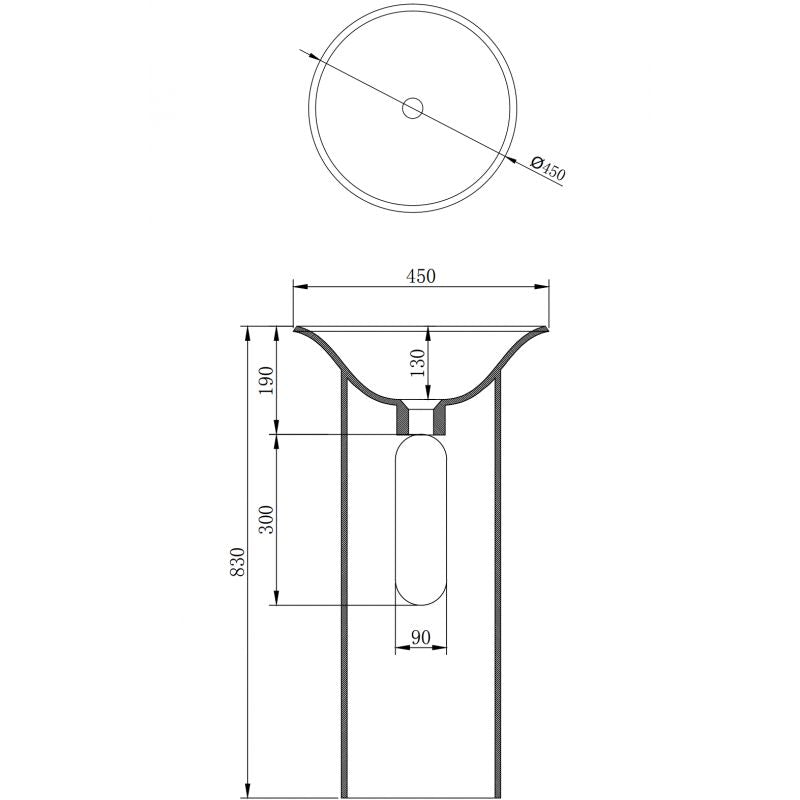 Fritstående vask Mexen Leta mat hvid 45 x 45 cm 1 stk.