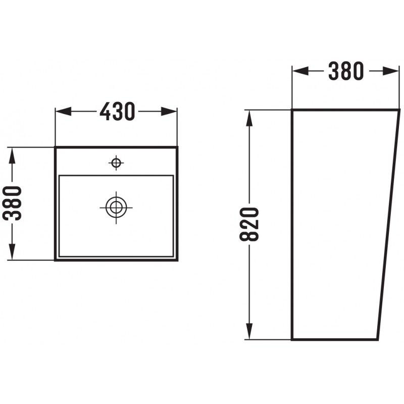 Fritstående håndvask Mexen Liza hvid 43 x 38 cm 1 stk.