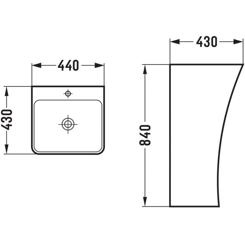Fritstående vask Mexen Nel sort 44 x 43 cm 1 stk.