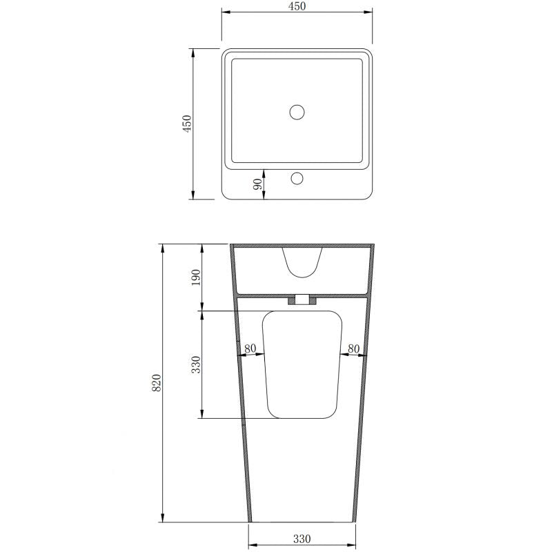 Fritstående håndvask Mexen Neva hvid 45 x 45 cm 1 stk.