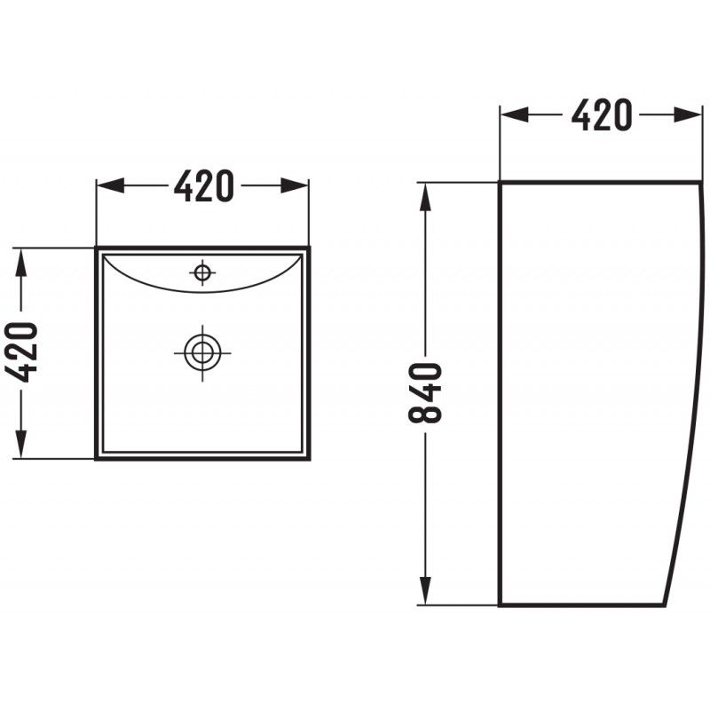 Fritstående vask Mexen Oda sort 42 x 42 cm 1 stk.