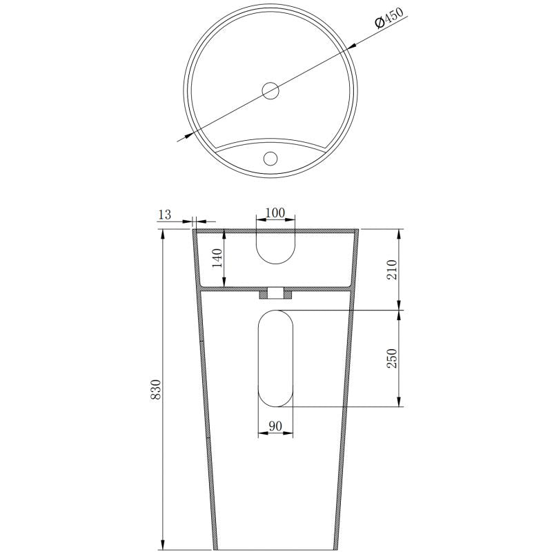 Fritstående håndvask Mexen Onyx-02 mat hvid 45 x 45 cm 1 stk.