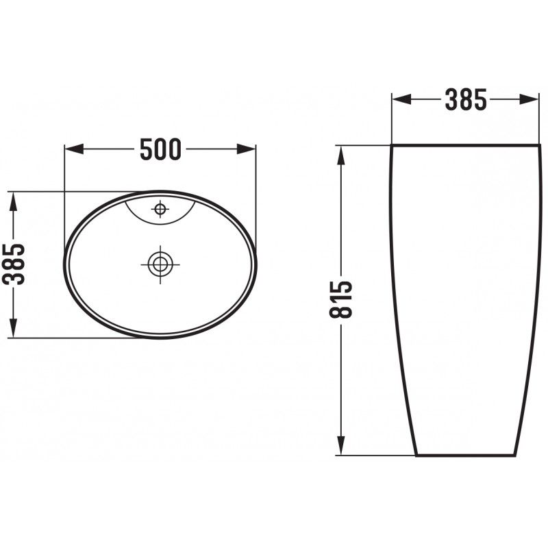 Fritstående vask Mexen Orkla hvid 50 x 38,5 cm 1 stk.