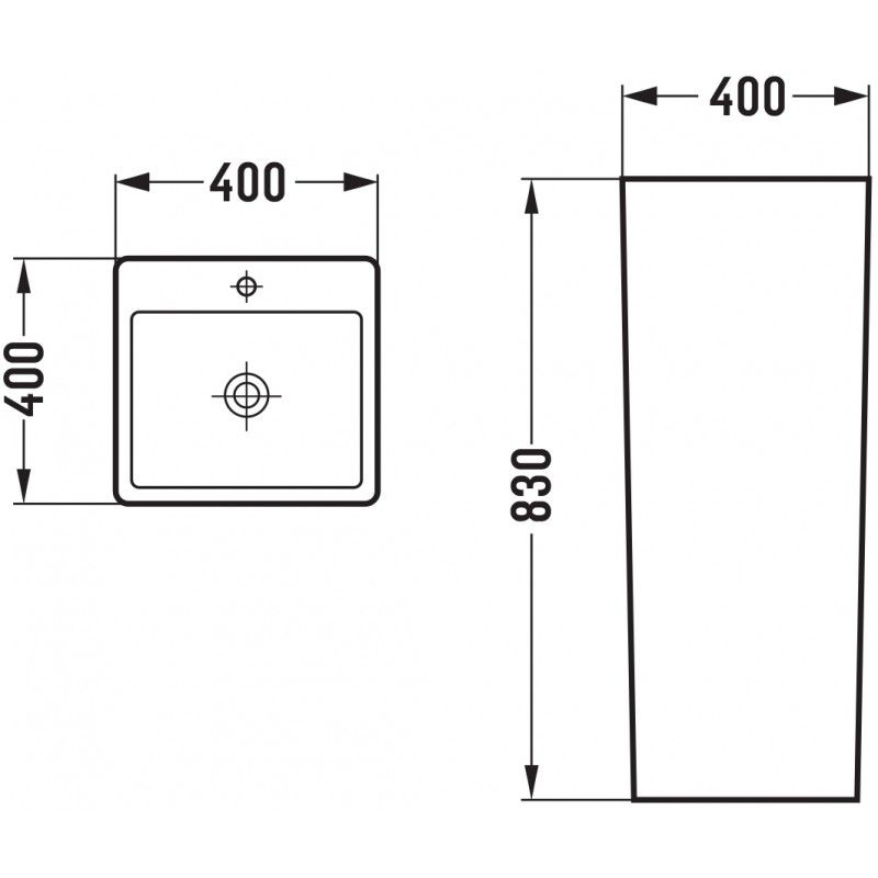 Fritstående vask Mexen Otra hvid 40 x 40 cm 1 stk.