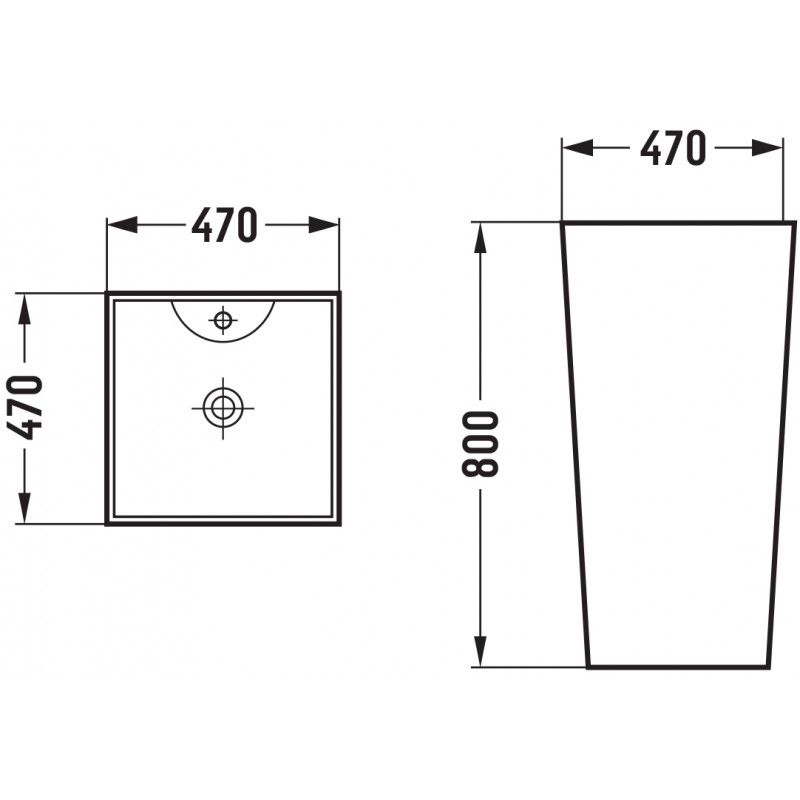 Fritstående vask Mexen Pia hvid 47 x 47 cm 1 stk.
