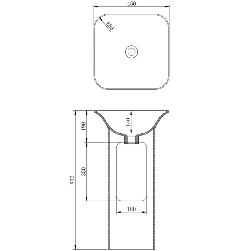Fritstående håndvask Mexen Ria hvid 45 x 45 cm 1 stk.