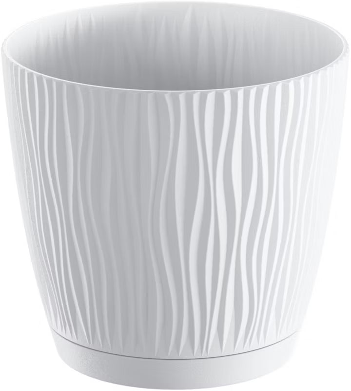 Urtepotteskjuler Sandy 14,9 cm Hvid med Underskål