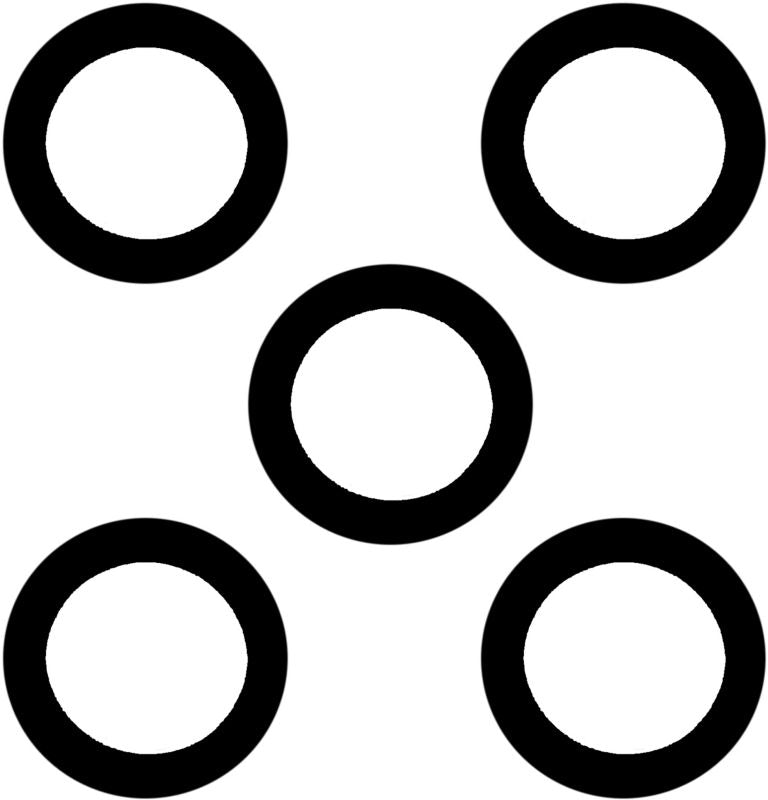 Pakke med 5 stk. 1" pakningsringe i blisterpakning