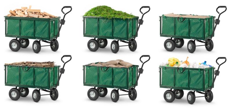 Transportvogn til haven med net, trailer HIGHER 250 L 450 kg + presenning, 1 stk.