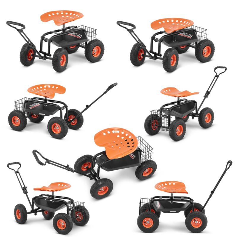 Havetrillebør med drejesæde på hjul HIGHER PL-WOG 1 stk