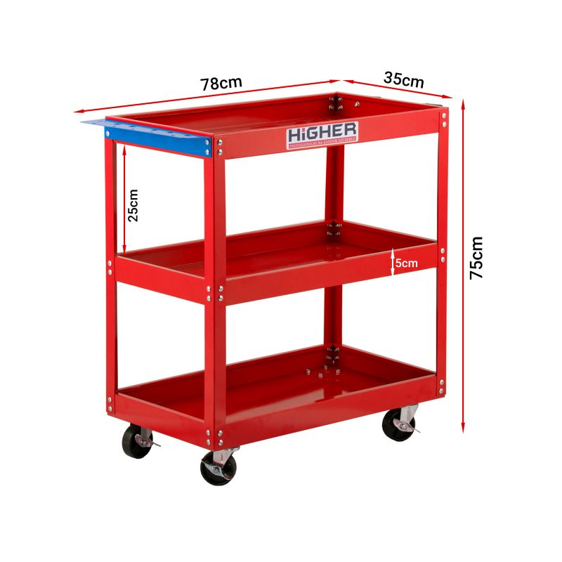 Værkstedsvogn med værktøj, 3 hylder, HIGHER, 175 kg, 1 stk