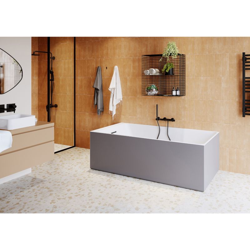 GoodHome Bakor akrylbadekar 160 x 75 cm rektangulært grå/hvid