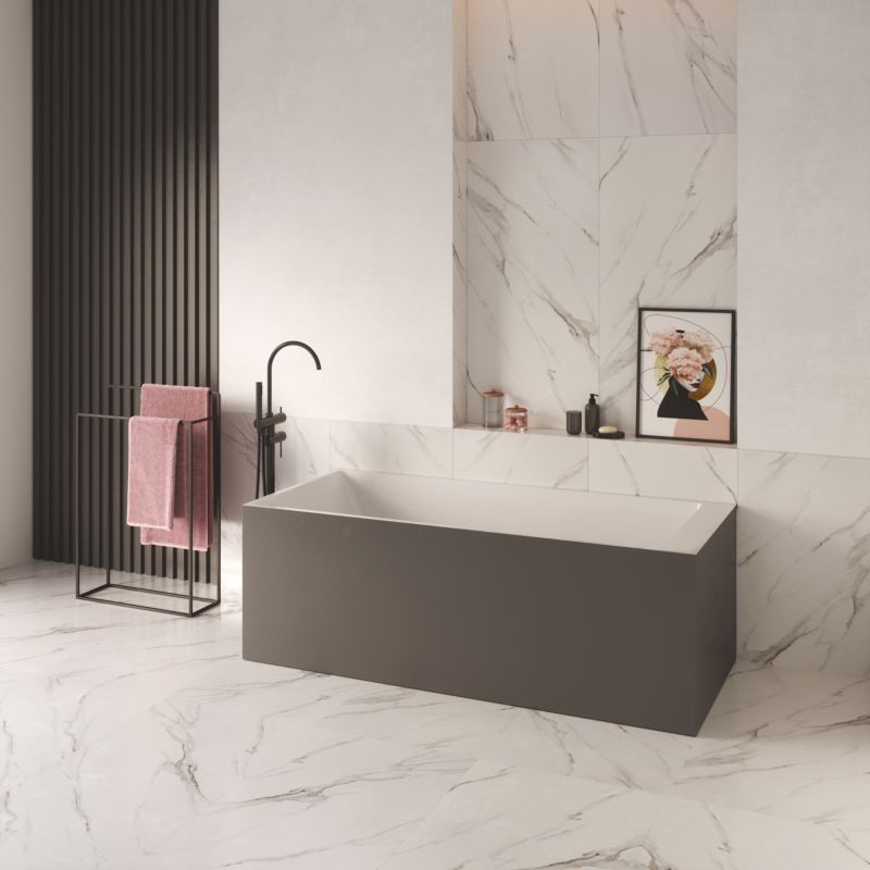 GoodHome Bakor akrylbadekar 170 x 75 cm rektangulært mat-sort / hvid