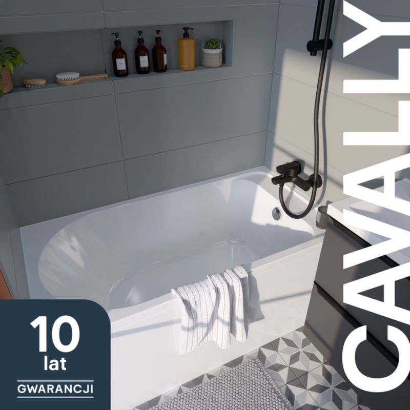 GoodHome Cavally akrylbadekar 130 x 70 cm hvid