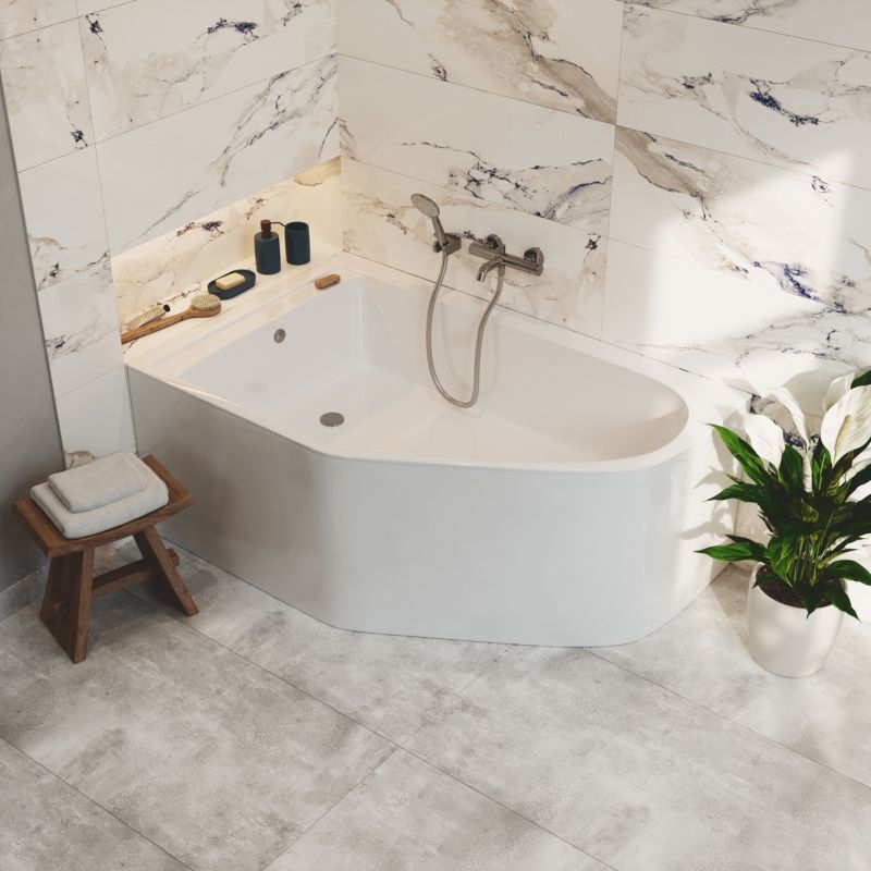 GoodHome Cavally akrylbadekar 150 x 95 cm venstre asymmetrisk