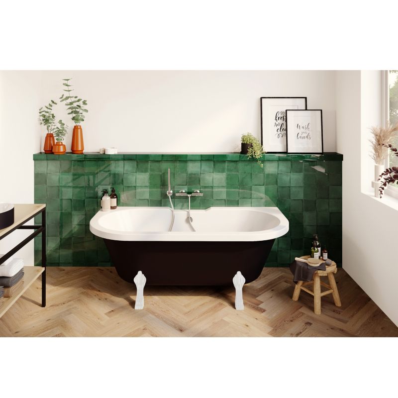 Akrylbadekar GoodHome Emba 170 x 80 cm sort/hvid