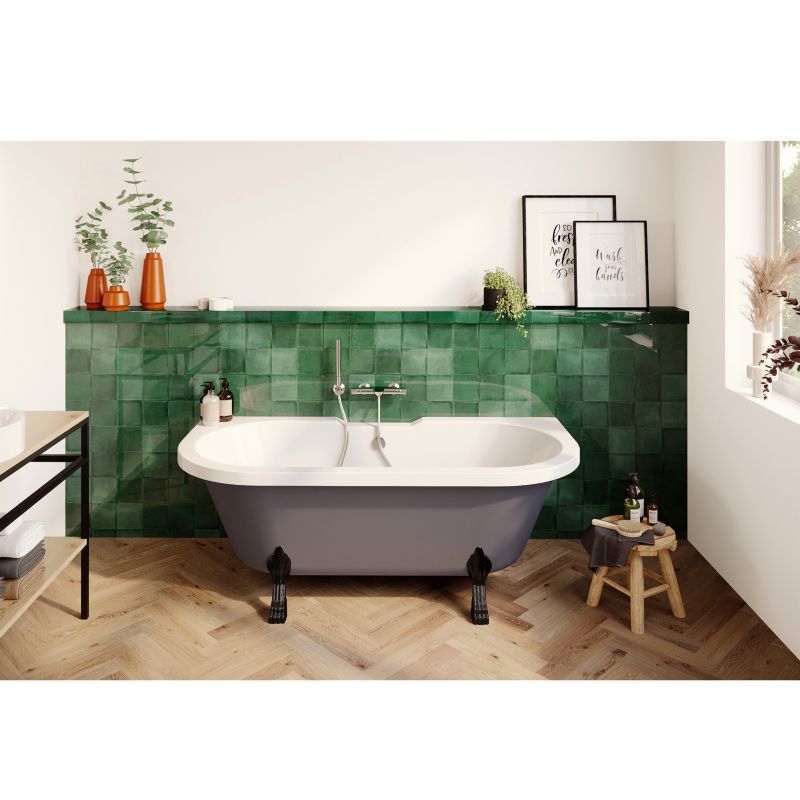 Akrylbadeværelse GoodHome Emba 170 x 80 cm grå / hvid