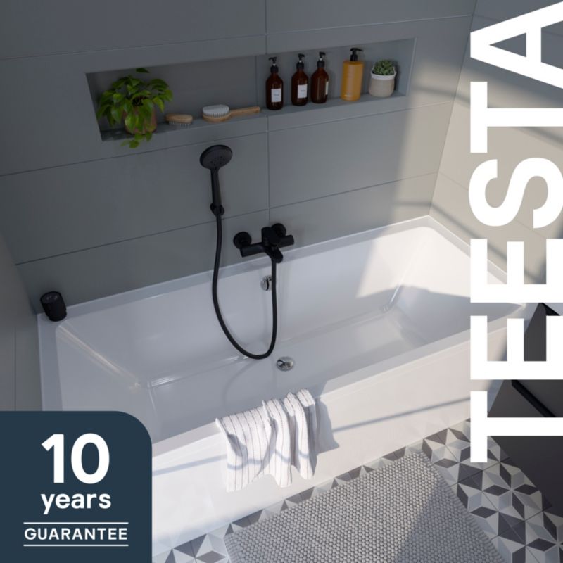 GoodHome Teesta akrylbadekar 170 x 75 cm med 2 ryglæn hvid