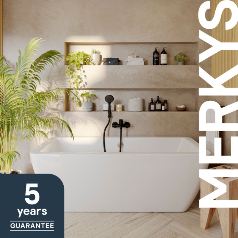 Fritstående akrylbadekar GoodHome Merkys 170 x 75 cm grå / hvid