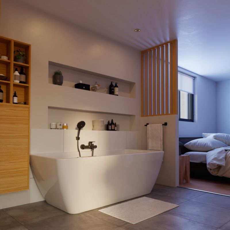 GoodHome Huron fritstående oval badekar 170 x 75 cm i hvid