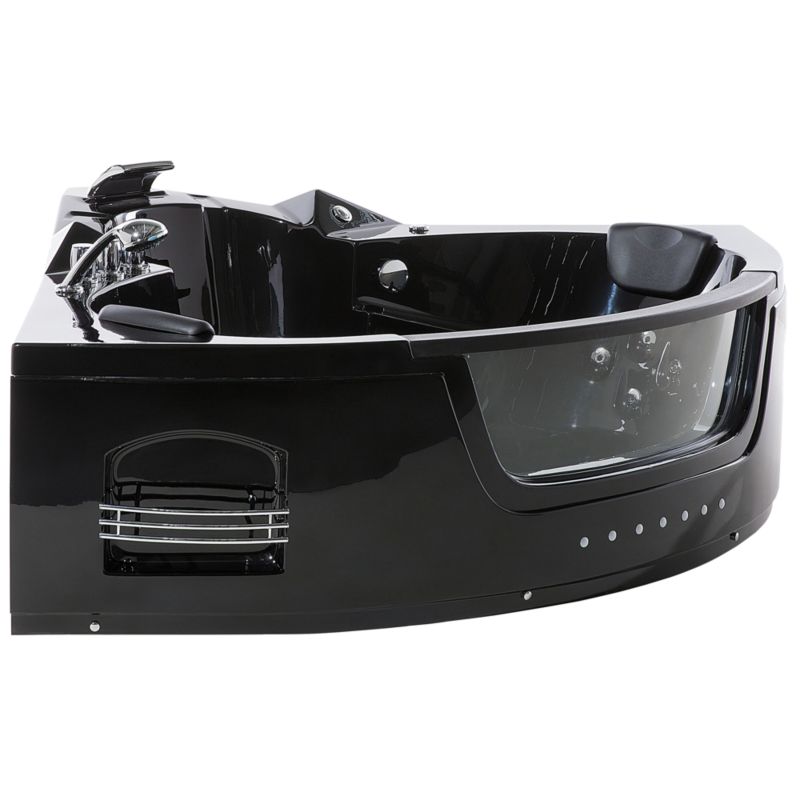Hjørnebadekar med Hydromassage LED Martinica 198 x 144 cm Sort