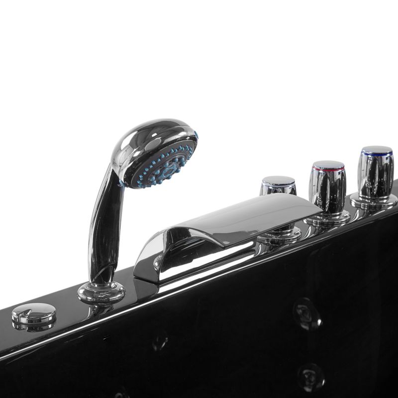Hjørnebadekar med Hydromassage LED Paradiso Højrevendt 158 x 113 cm Sort