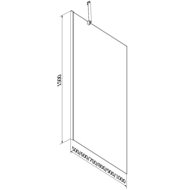 Rektangulært badekar Mexen Cubik 170 x 70 cm med frontpanel, sidepanel og 1-fløjet brusevæg 50 cm med sort mønster, 1 sæt