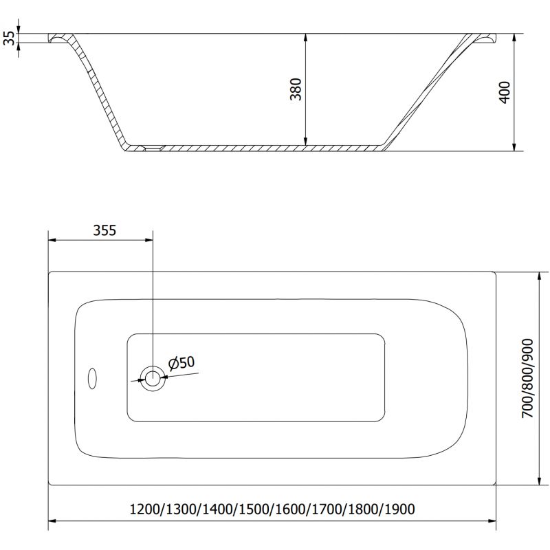 Rektangulært badekar Mexen Vega 180 x 80 cm med frontpanel og 2-fløjet brusevæg 100 cm transparent krom 1 sæt