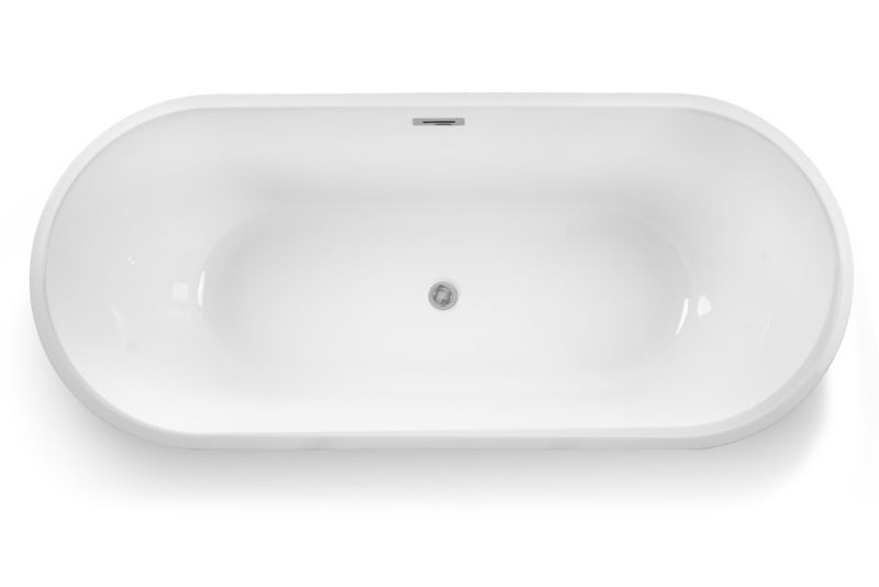 Fritstående badekar Corciano Jupiter 150 x 74 cm med sølvfarvede tilbehør, 1 stk.