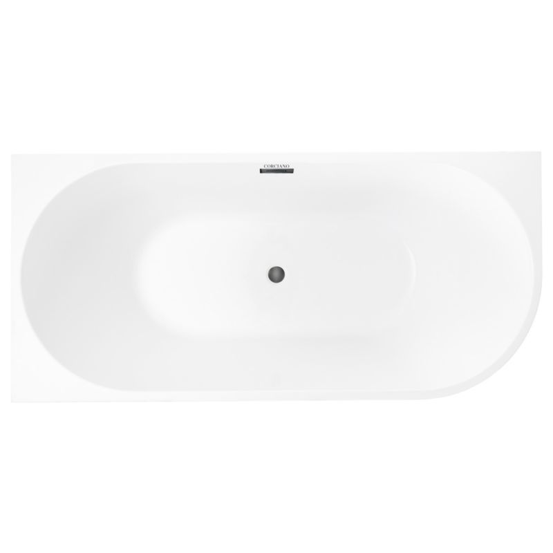 Fritstående badekar Corciano Pula venstre 170x80 cm med tilbehør i børstet stål, 1 stk.