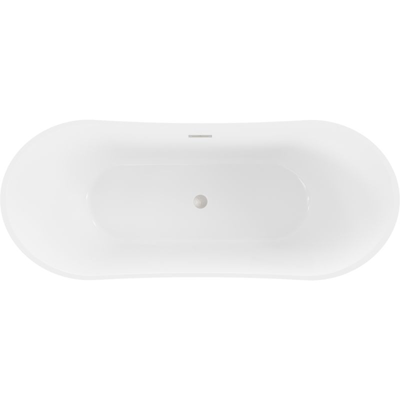 Fritstående badekar Mexen Celia 170 x 75 cm hvid med overløb i børstet nikkel, 1 stk.